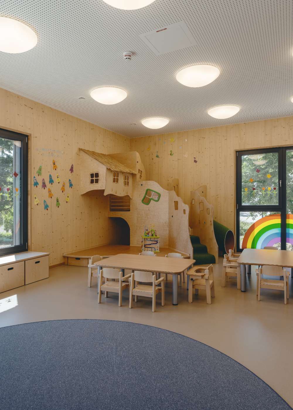 Kita Heinersreuth, Spielzimmer mit Kletterhaus, Kupfergrau Architekten Bayreuth